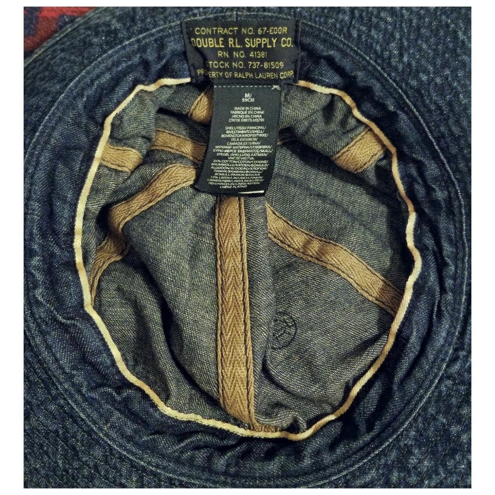 DOUBLE RL RALPH LAUREN RRL SELVEDGE DENIM BUCKET HAT- SIZE MEDIUM (59CM) - Picture 5 of 7